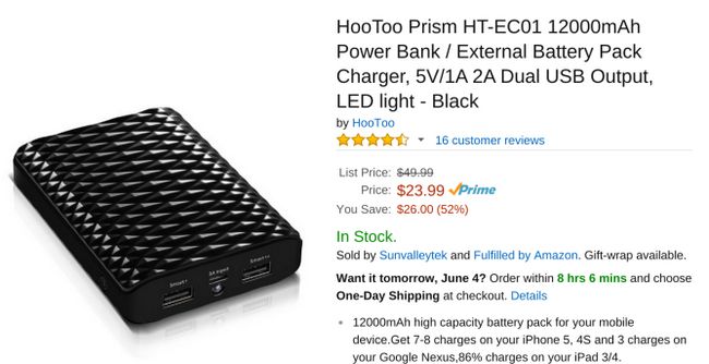 Fotografía - [Offre Alerte] HooToo Prism 12000mAh Batterie Externe Avec 12 ports USB Dual et lampe de poche LED Seulement $ Après 50% de réduction Amazon Coupon